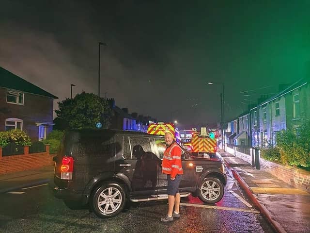 A Derbyshire 4x4 Responder who was out on call this weekend helping emergency services tackle the devastating floods caused by Storm Babet. Photo Derbyshire 4x4