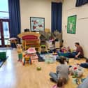 Parents and little ones enjoying the recently re-opened toddler group at Chapel Primary School