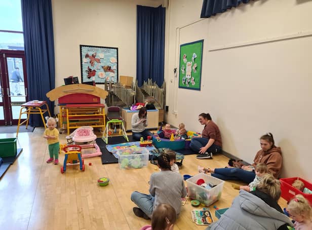 Parents and little ones enjoying the recently re-opened toddler group at Chapel Primary School