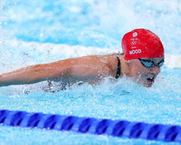 Abbie Wood competes in the Women's 200m Individual Medley semi-finals. Photo: Getty.