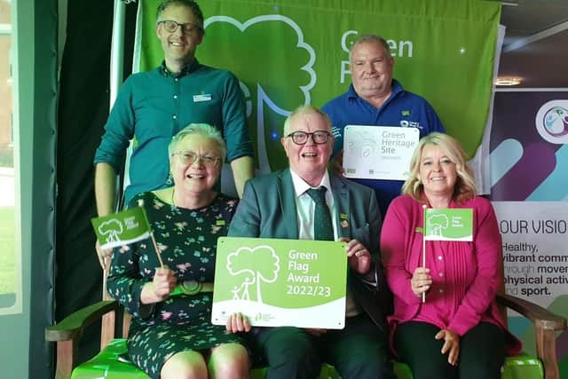 Pictured at the award Ceremony at Doncaster Racecourse: 
Standing: Jason Lock and Phil Smith of the Canal Trust.
Seated: Cllrs Kath and Chris Sizeland, and Tracey Jackson of the trust.