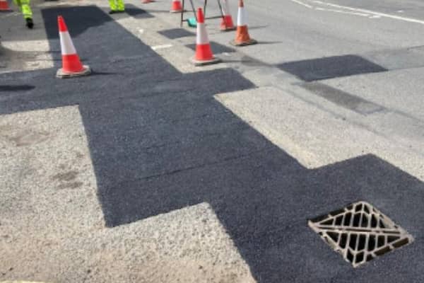 A newly-repaired stretch of road where the council's highays team has used the new system