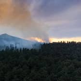 A forest fire at the Peak District National Park on July 19, 2022