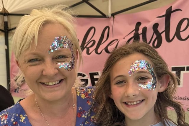 Sparkly smiley faces. Photo Hayfield May Queen