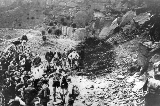 Kinder Scout - Mass Trespass in 1932 now the Right to Roam group are looking to make history again and take back the waterways and the land. Photo Buxton Advertiser Archive