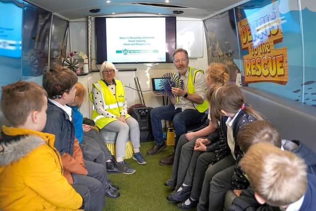 Pupils from Whaley Bridge Primary School took part in the workshop inside the converted bin wagon.