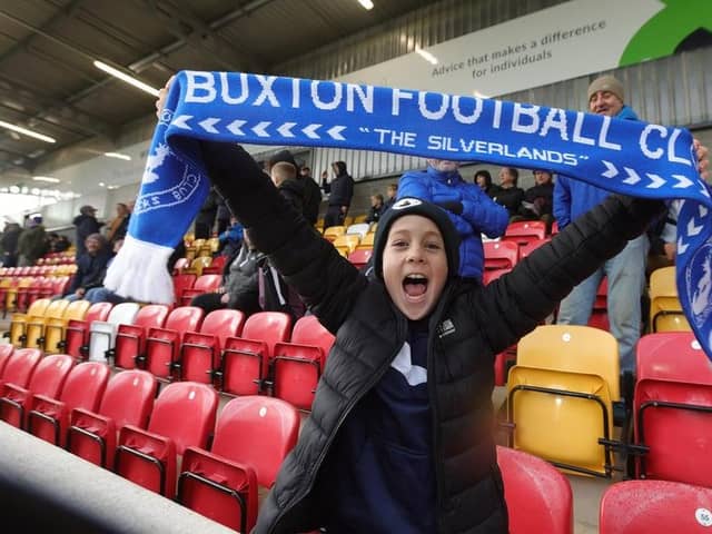 A fan celebrating a Buxton win last year during the FA Cup.