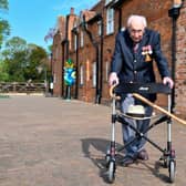 Captain Sir Tom Moore at home in Marston Moretaine, Bedfordshire (Getty Images)