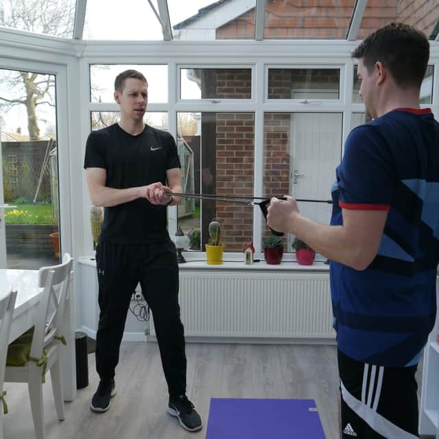 An exercise ban gives a good range of exercise and takes up little space.