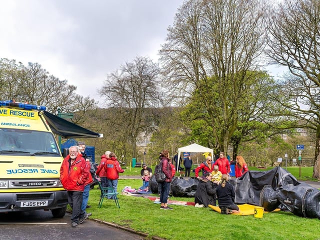 The Cave Rescue volunteers putting on a display. Pic David Dukesell