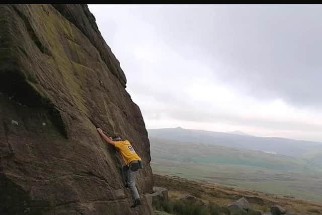 Richard Taylor taking on a 24-hour Stanage Edge solo climb. He set his camera up and took the pictures himself using the timer function.