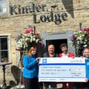 Left to right: Leanne Jones of Blythe House Hospice, Kinder Lodge publican Graeme Clarke, bingo host Alexander Greensmith, and Sophie Wheeldon of Blythe House Hospice. (Image - Alexander Greensmith)