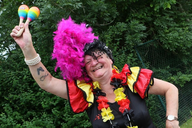 Jane Gilman in a costume to match the hot weather at Chapel Carnival. Pic Jason Chadwick