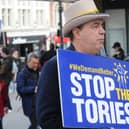 The protest was one of more than 30 events taking place in Britain – plus two in Spain – on what was dubbed a “Day for Rejoin”. Pictured here is Steve Bray.