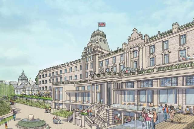 An artist's impression of the planned conversion of Derbyshire County Council's County Hall HQ in Matlock into a hotel