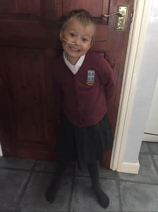 Isla Mansfield on her first day at school in September.