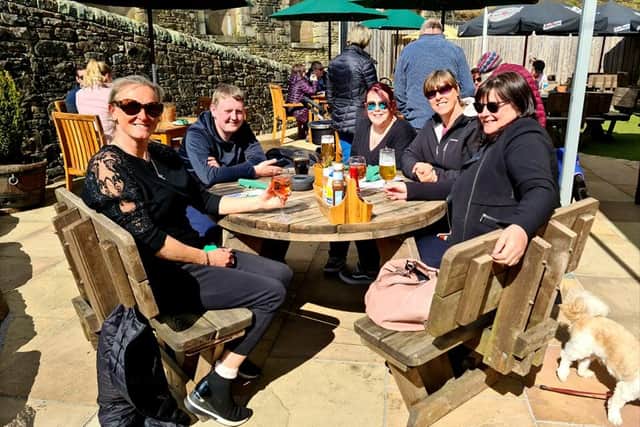 Staff from the Pride of the Peaks enjoying a well deserved drink