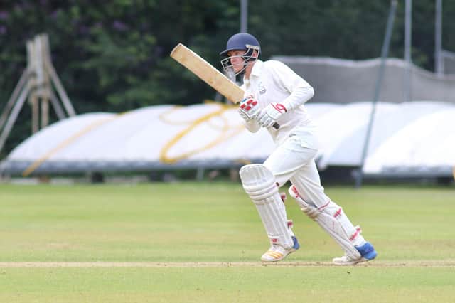 Harry Griffin is pictured on his way to a fine 118 not out against Sawley on Saturday. Photo by Jason Chadwick. More photos at www.buxtonadvertiser.co.uk.