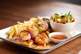 The prawn and vegetable skewer is on the new menu.