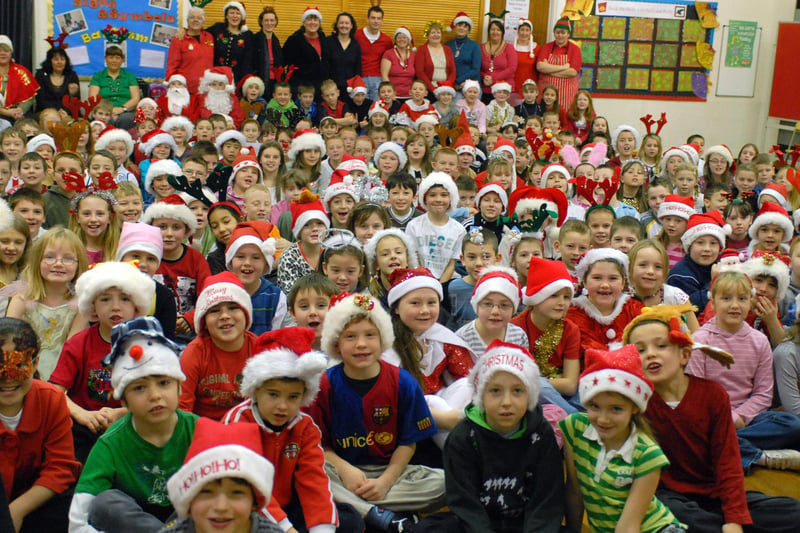 Pupils dressed as Santa's helpers to raise money for CAFOD, the Catholic international development charity, in 2007. Is there a festive face that you recognise?