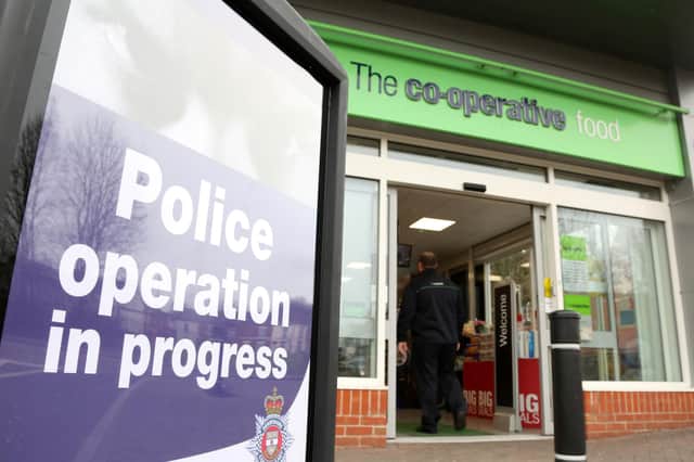 Co-op store warning to criminals.