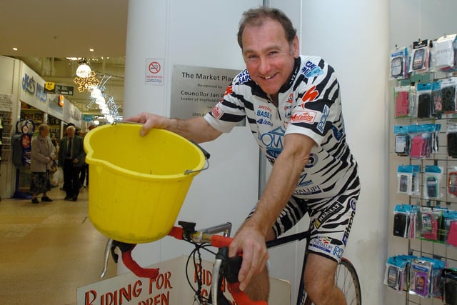 Alan Hobson cycling and raising money for Children in Need in 2012. Photo Jason Chadwick