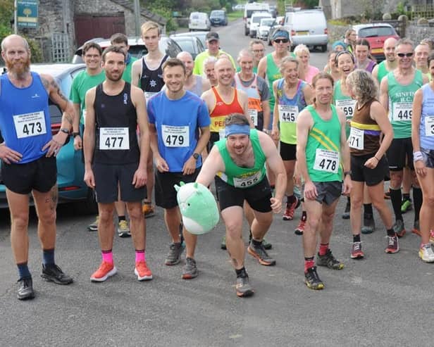 Runners at the start line of the Chelmorton Chase. Photo Chelmorton Chase