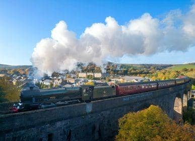 Glyn Redfern's picture of the Buxton Spa Express passing over the town's viaduct.