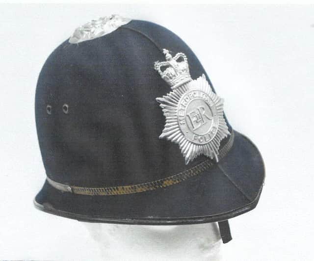Jeff and Carole Perks are appealing for the return of this police helmet, worn by their son Steve, who died in a crash