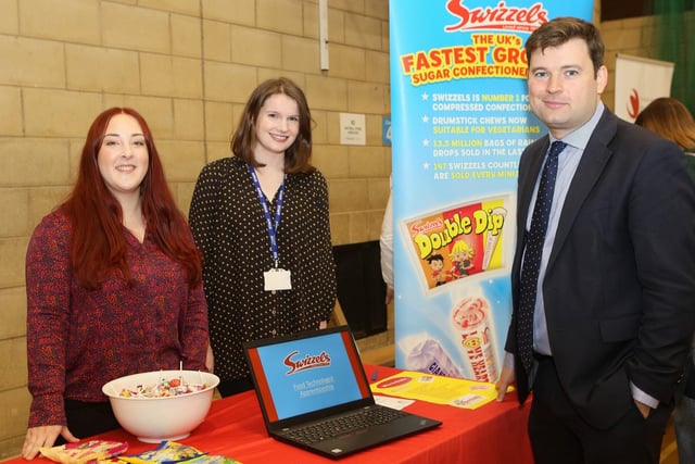 Robert Largan MP met Chloe Cohen and Charlotte Eden from Swizzels one of many local employers at the jobs fair in 2022. Photo Jason Chadwick