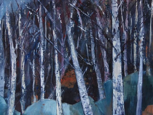 Cath Dunn's painting entited Birches II,  Glossop Road.