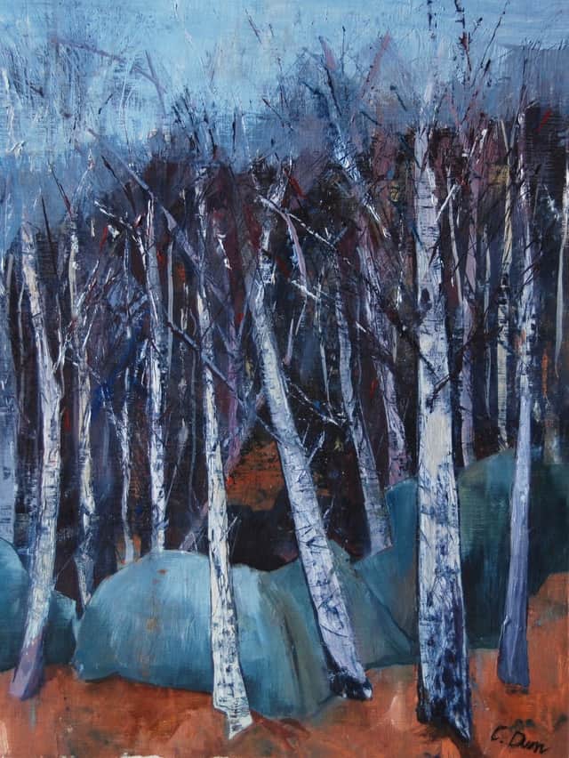 Cath Dunn's painting entited Birches II, Glossop Road.