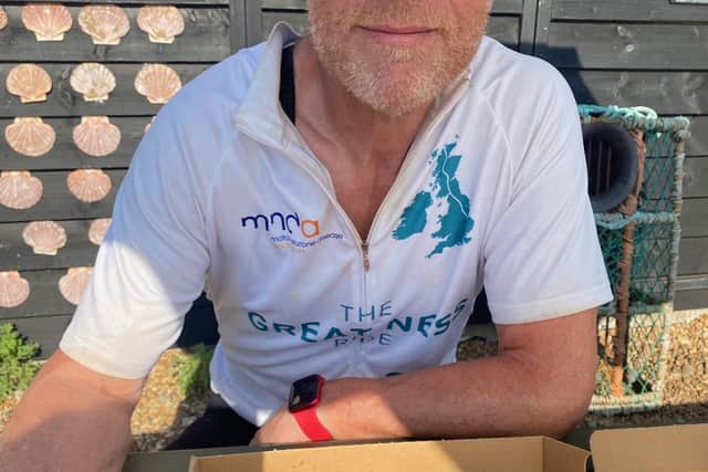 When he passed the finish line in Dungeness, Pete was met with cheers and applause … and a pizza.