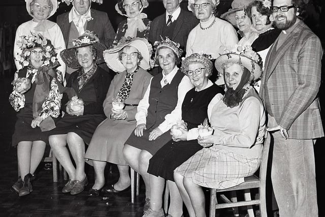 An over 60s easter bonnet competition held at Harpur Hill club in 1976. Photo Alan Swift