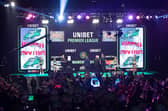 Unibet Premier League darts. Photo by Lawrence Lustig.