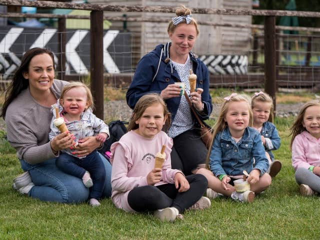 Parents and Children Eating Ice Cream at Bluebells Farm Park
