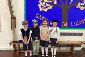 Pupils dressed up in wartime clothing