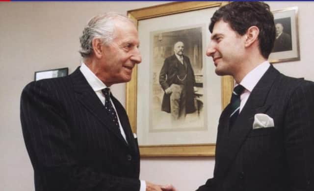 Michael Frampton with his son Jimmy, who succeeded him as managing director of the family jewellery firm HL Brown.
