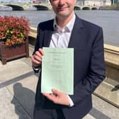High Peak MP Jon Pearce with the bill to save British Steel. Photo submitted