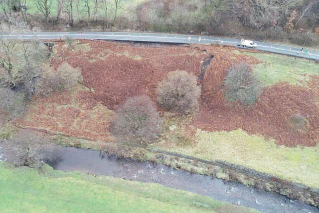 The A57 Snake Pass has been closed in Derbyshire due to landslips. Image: Derbyshire County Council.
