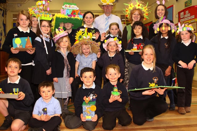 The Easter bonnet and decorated egg winners from Whaley Bridge Primary