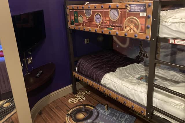 We stayed in the Moon Voyage room with a double bed and a bunk bed for the little ones.