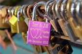 Some of the love locks left over the years on Weir Bridge at Bakewell.