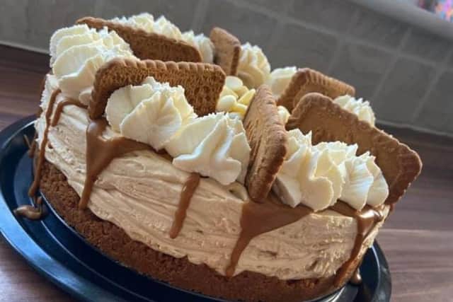 We're not sure even we have the words to describe Rachael Keep's white chocolate and Biscoff cheesecake. Dreamy.