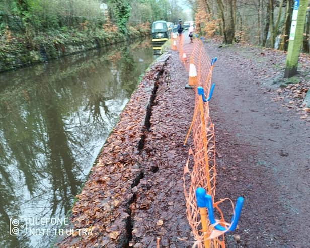 The collapsing tow path near Whaley Bridge. Photo Jeff Mount