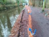 The collapsing tow path near Whaley Bridge. Photo Jeff Mount