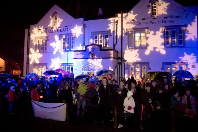 Crowds congregate in front of the Ram's Head, on Buxton Road West, for the Christmas lights switch on in 2013. Photo contributed