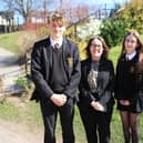 Headteacher, Heather Watts with Head Students Arthur Fisher and Maddy Hampson celebrating the school's 'good' Ofsted rating. Photo submitted