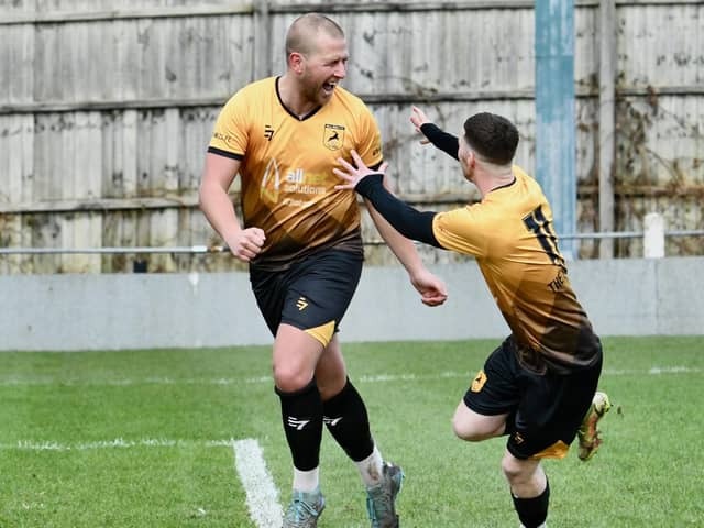 Chad Whyte (left) hit a hat-trick in Saturday's win. Photo: John Fryer.