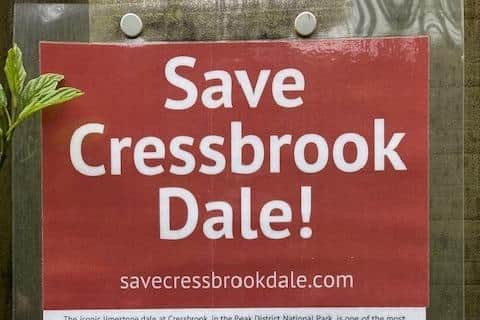 A Save Cressbrook Dale Sign Outlines The Peak District National Park'S Notice At Cressbrook Dale, Derbyshire